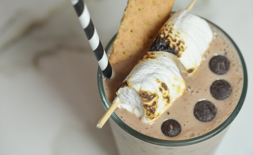 Frosty smores smoothie made in our Vitamix.