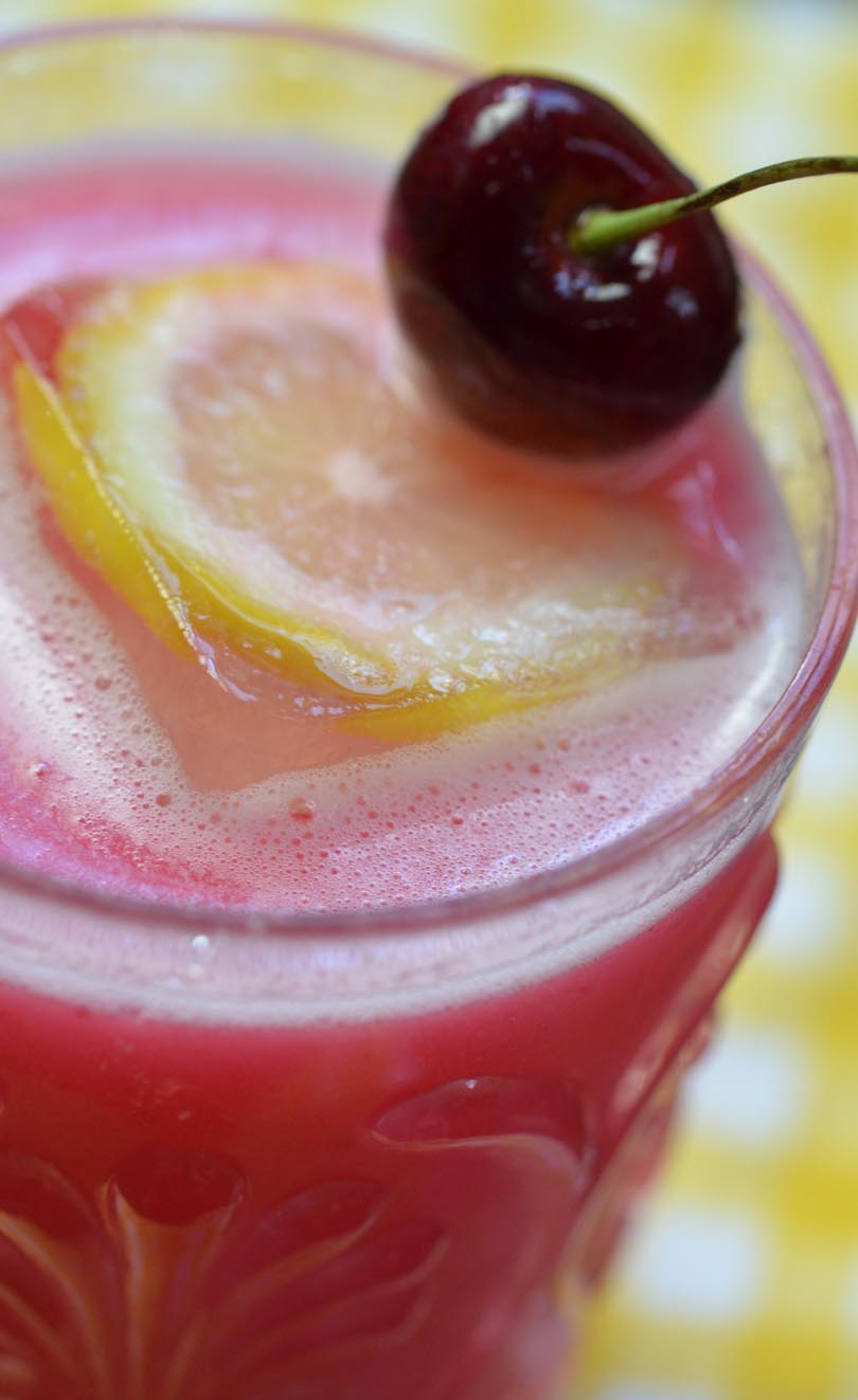 Cherry lemonade made in our Vitamix.