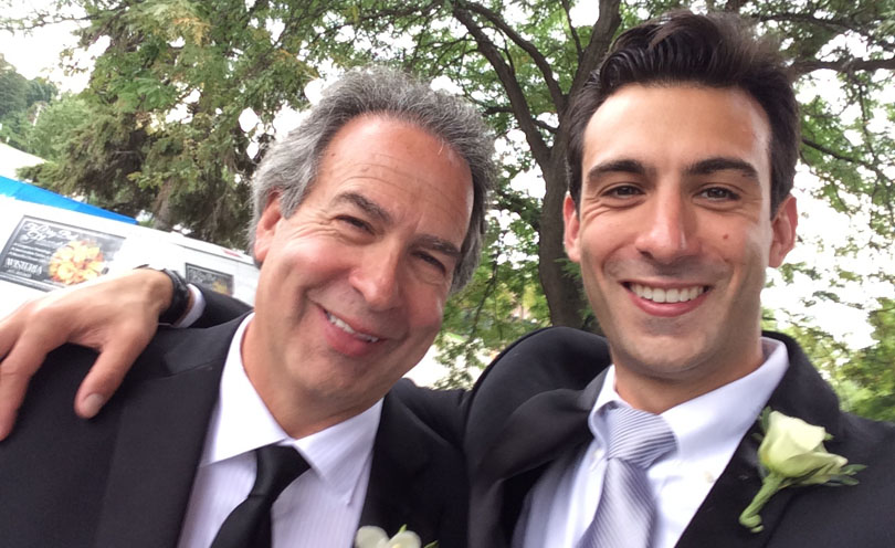 Lenny Gale and Dad in tuxes at Kayla's wedding on Labor Day Sunday