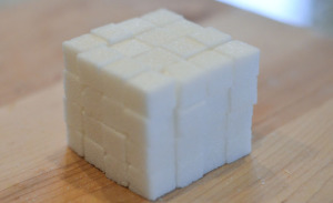 One giant sugar cube. 4 cm on each side.