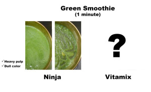 Green smoothie made by ninja blender. Heavy pulp and dull color.