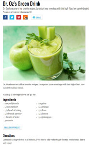 dr oz green smoothie recipe