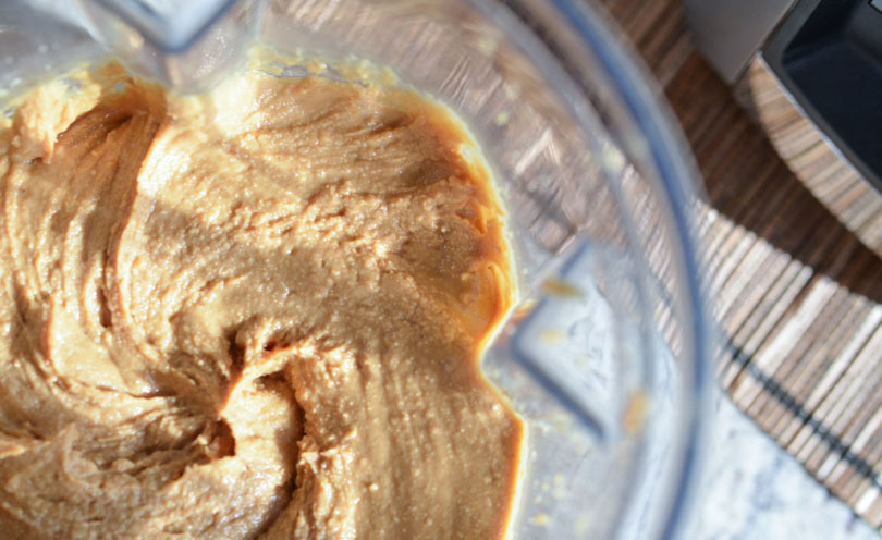 Peanut butter freshly made in our Vitamix container.