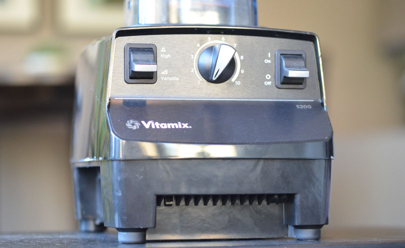 A Vitamix 5200 demonstrating the classic switches and dial design.