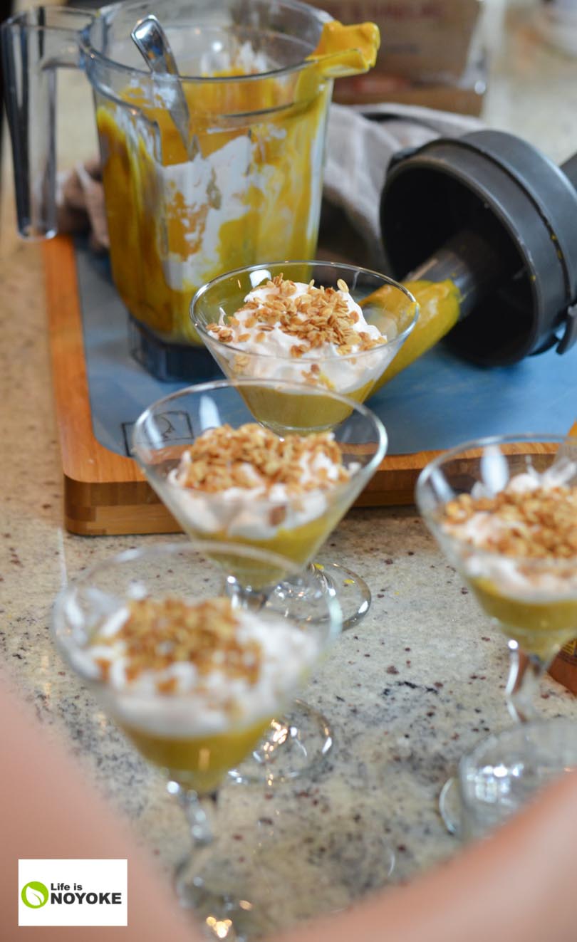 Making pumpkin parfaits with our Vitamix.