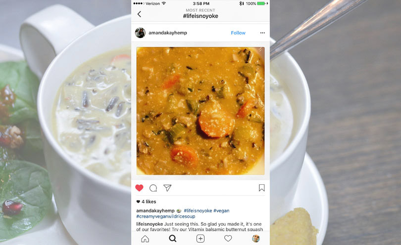 Creamy wild rice soup Amanda via her Instagram.