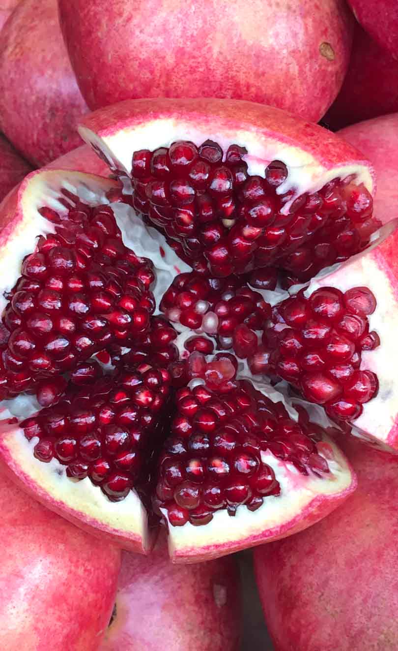 Pomegranate up close.