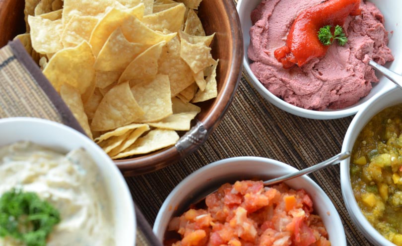 Four vegan Vitamix recipes with chips perfect for Super Bowl parties.