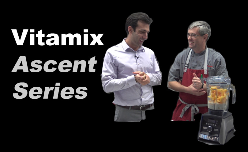 Vitamix Ascent Series demonstration thumbnail with Lenny Gale, Chef Adam and a Vitamix A3500.