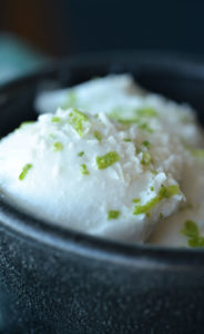 Close up of coco lime sorbet.