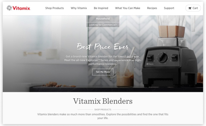 Vitamix website, a the best place to get a Vitamix for most people.