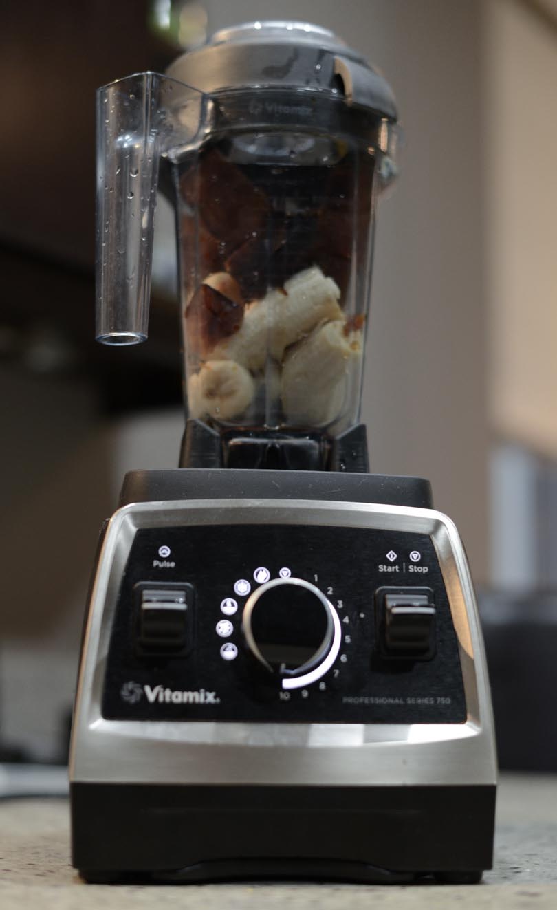 Ingredients for coffee ice cream in our Vitamix Pro 750.