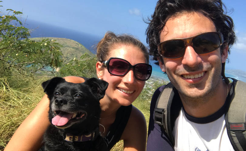 Lucy, Shalva, and Lenny at Koko Head Stairs summit.