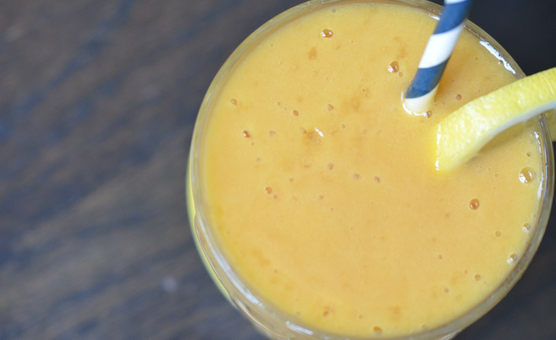 Black tea mango smoothie made in our Vitamix.