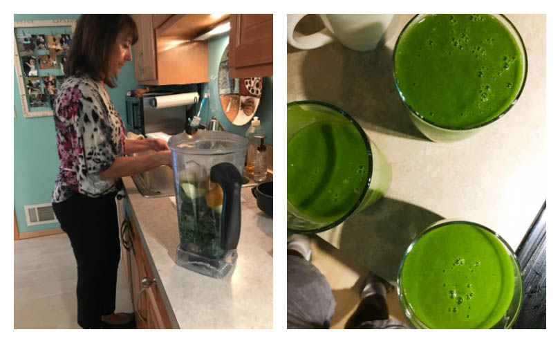 Robin Gale's homemade green juice in her Vitamix.