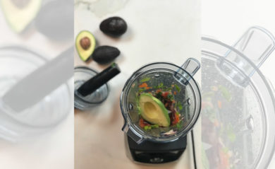 Guac ingredients in our Vitamix a3300.