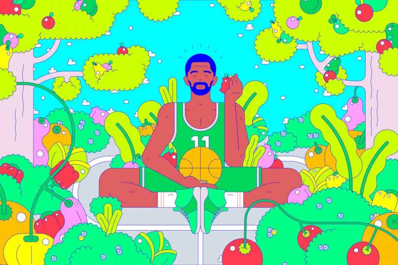 BR mag showing Kyrie eating plant based diet.