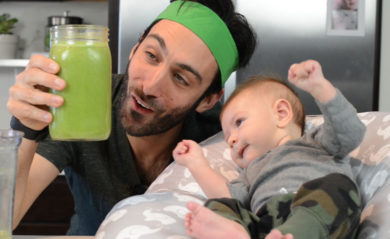 Week in review February 9 2018 featured image Lenny Gale with baby and green juice.