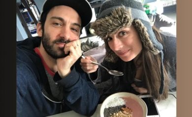 Lenny and Shalva eating smoothie bowls march 23 2018.
