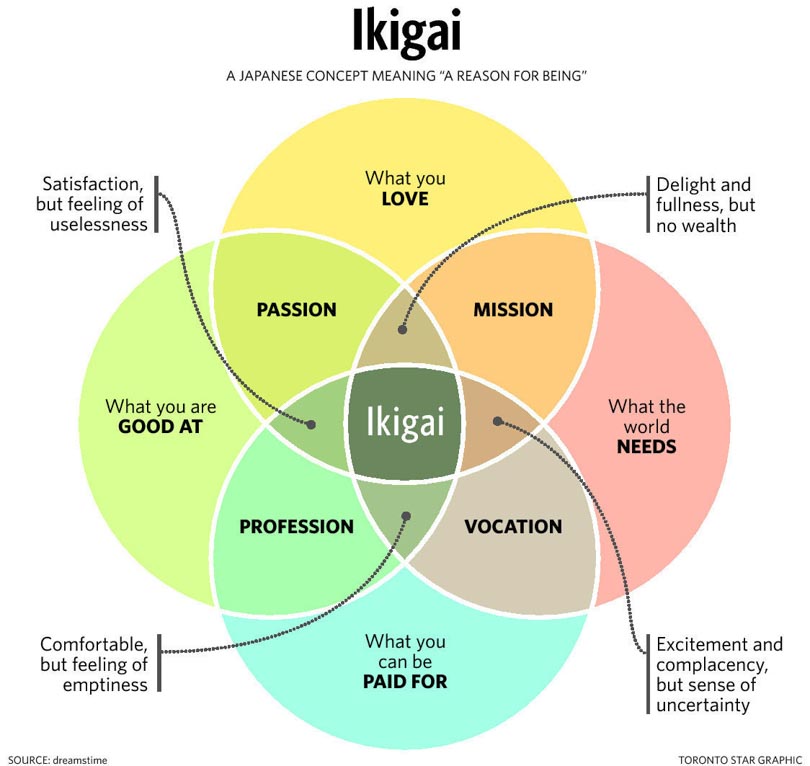 Chart of Ikigai japanese secret happy life