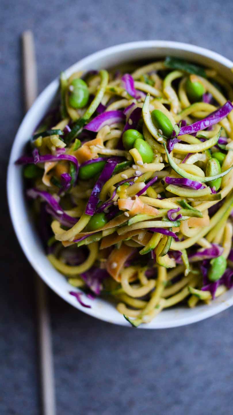 raw zucchini noodle salad
