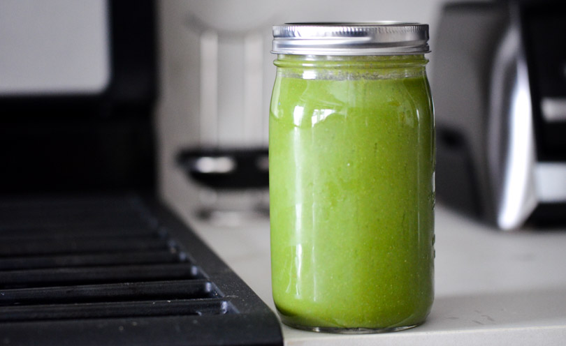 Green juice in a jar.