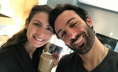 Shalva and Lenny Gale enjoying a frappuccino